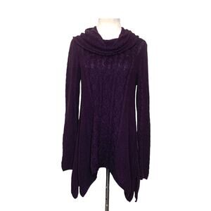 Jean Pierre purple long sleeves cowl neck sweater size Small